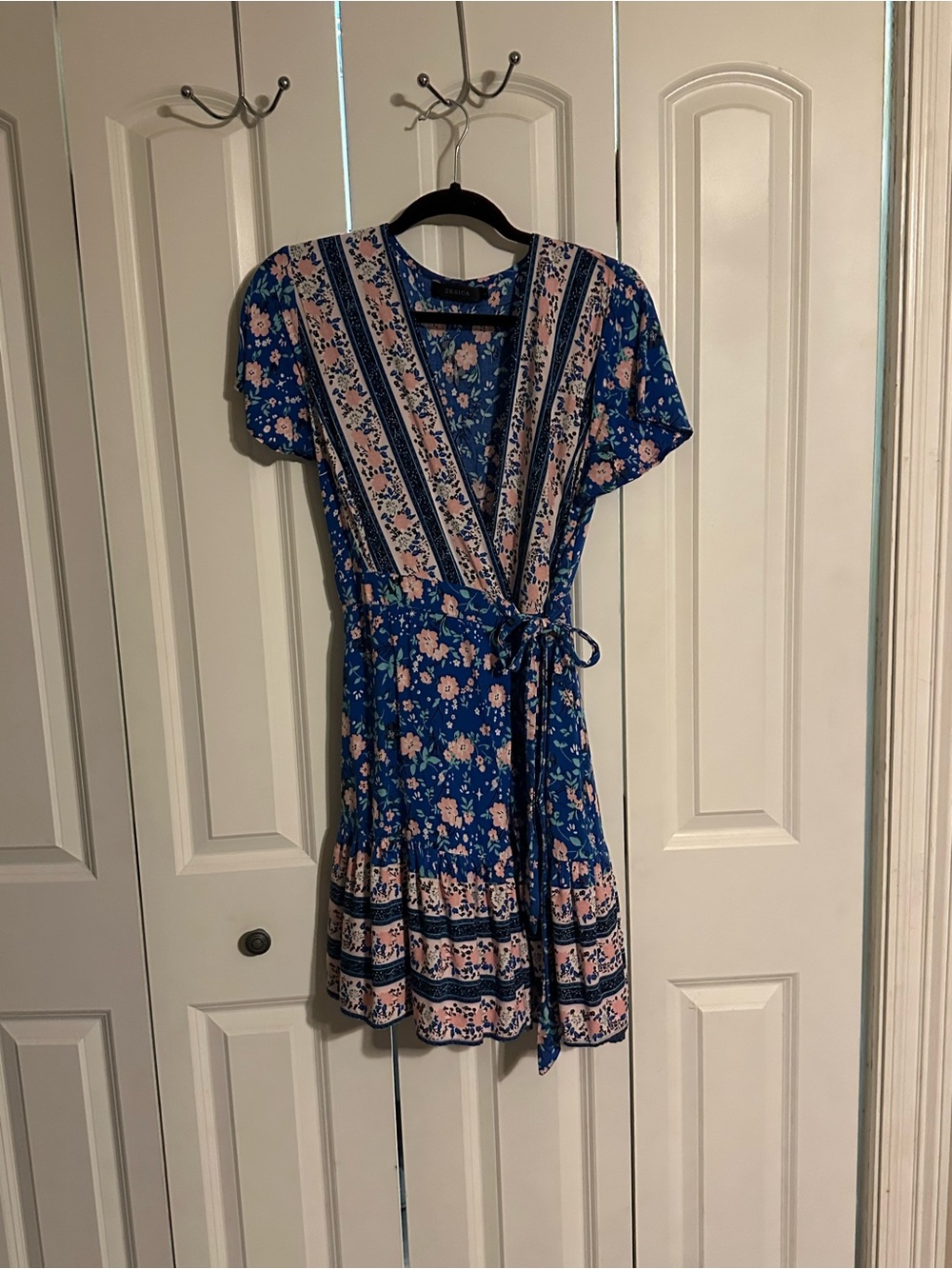 Floral Wrap Dress in Blue and Pink